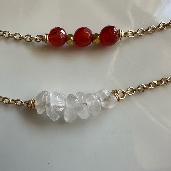 Crystal Quartz and Carnelian Necklace Set - Picture 2 of 6